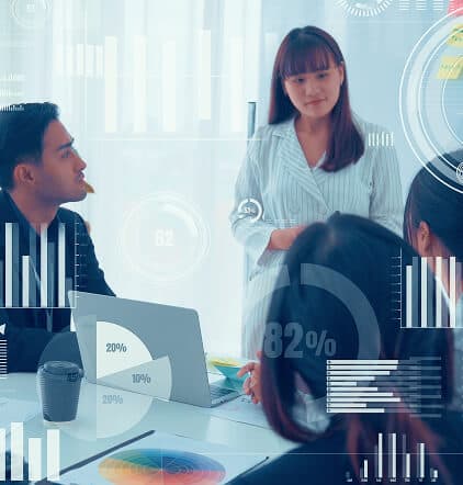 Illustration of professionals discussing SAP S/4HANA migration strategy, highlighting CeleRITE assessment benefits and key transformation insights