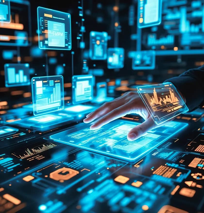 hand over a holographic digital reports