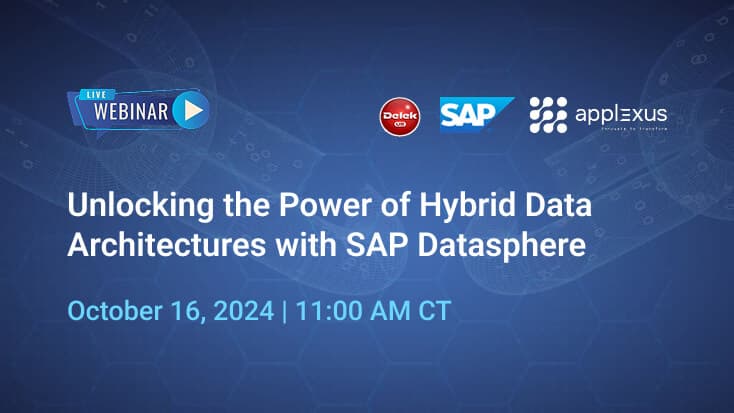 Webinar on hybrid data architectures with SAP Datasphere, October 16, 2024, at 11:00 AM CT.